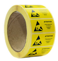 Antistat Label Caution ESD 50X25mm Yellow